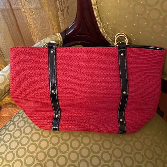 Red beach canvas summer bag - Picture 3 of 3